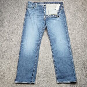 Levis 501 Jeans Mens 40x32 Blue Medium Wash Button Fly Straight Leg Denim Pants
